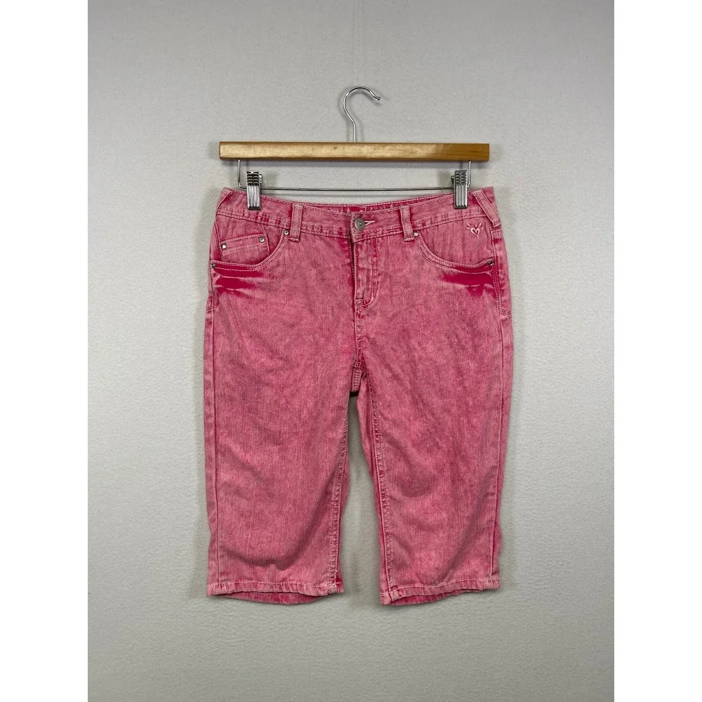 Y2K Kidcore‎ Justice Girls 14R Pink Acid Wash Simply Low Bermuda Denim Shorts
